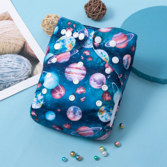 ALVABABY Printed Cloth Diaper - One Size Adjustable Washable & Reusable Diaper with Pocket for Babies-Planets(H435A)