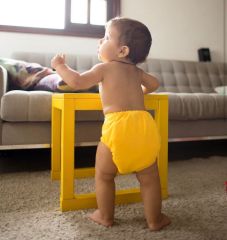 ALVABABY AWJ Lining Cloth Diaper with Tummy Panel for Babies -Yellow(WJT-B01A)