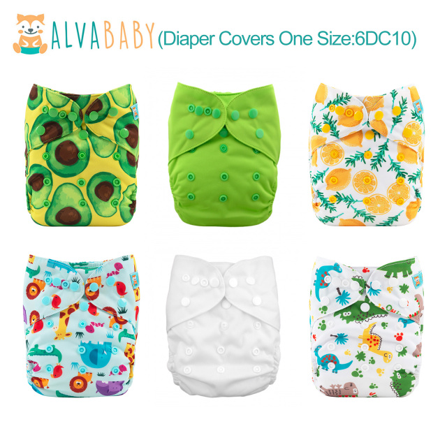 ALVABABY 6PCS Cloth Diaper Covers for Babies One Size Adjustable Reusable Washable Cloth Diaper Shell for Prefold Flat or Fitted Diaper Inserts