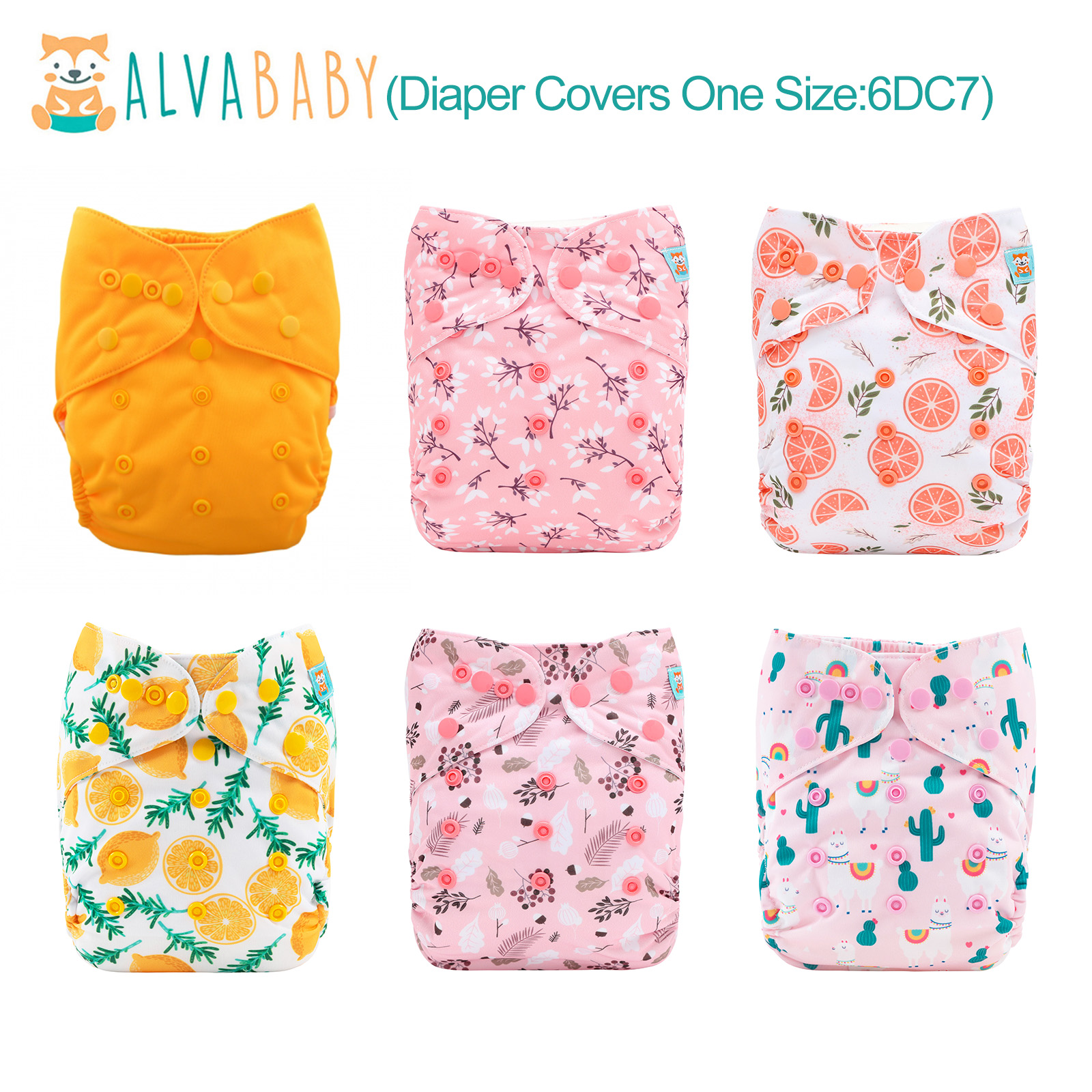 6-Pack Cloth Diaper Covers - One Size Adjustable & Reusable Diaper Outers for Prefold Flat or Fitted Diapers