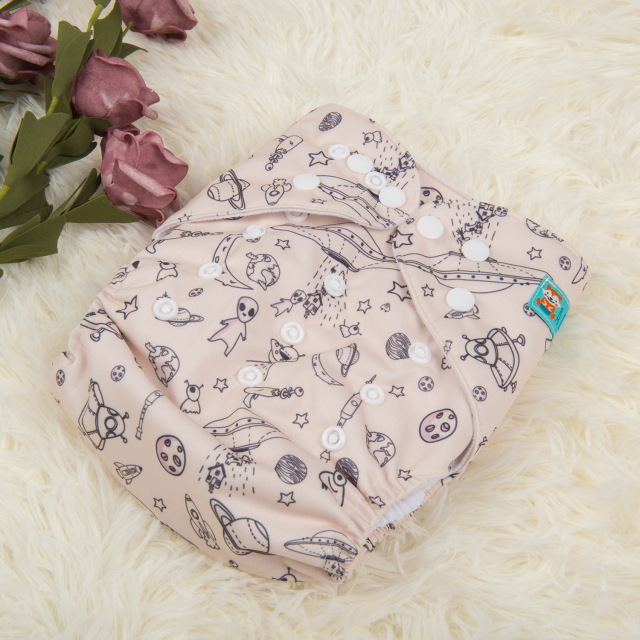 ALVABABY Printed Cloth Diaper - One Size Adjustable Washable & Reusable Diaper with Pocket for Babies -(H132A Planet)