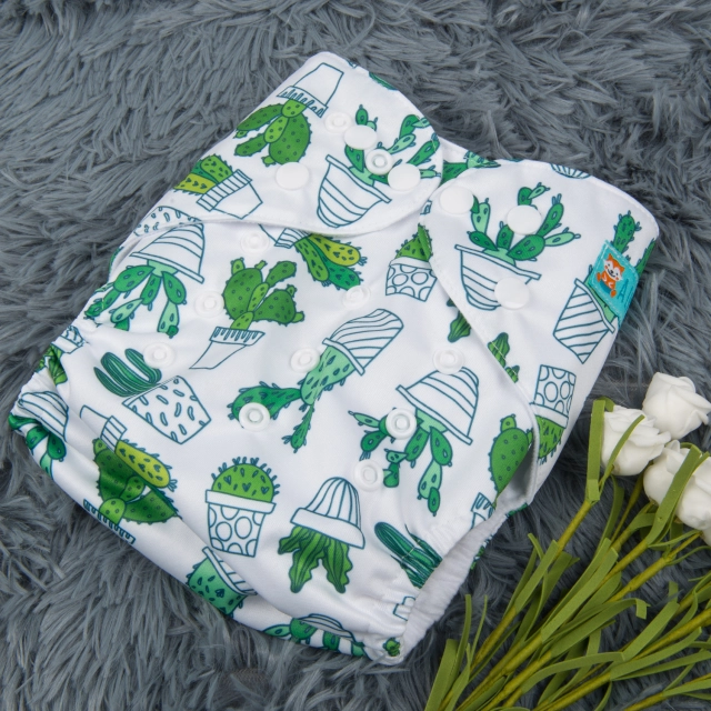 ALVABABY Printed Cloth Diaper - One Size Adjustable Washable & Reusable Diaper with Pocket for Babies (H134A Cactus)