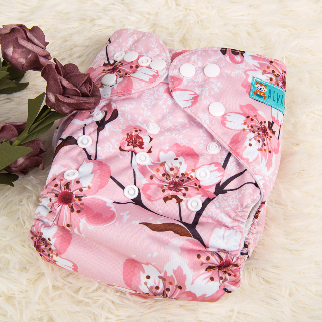 ALVABABY Printed Cloth Diaper - One Size Adjustable Washable & Reusable Diaper with Pocket for Babies (H140A Pink plum)