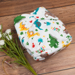 ALVABABY Printed Cloth Diaper - One Size Adjustable Washable & Reusable Diaper with Pocket for Babies (H147A Little dinosaur)
