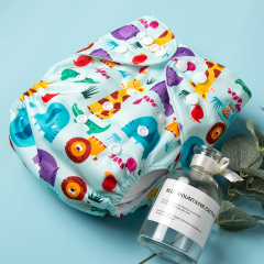 ALVABABY Printed Cloth Diaper - One Size Adjustable Washable & Reusable Diaper with Pocket for Babies(H160A  Animals)