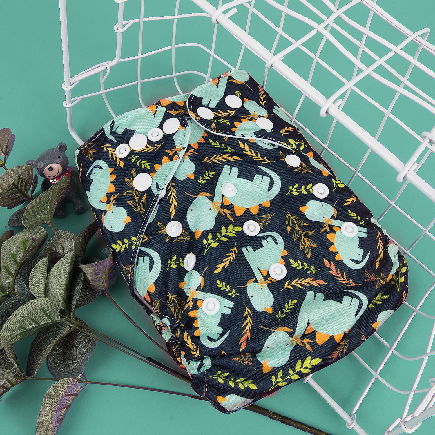 ALVABABY Print Cloth Diaper - One Size Adjustable Washable & Reusable Diaper for Babies and Toddlers (Cute Dinosaur, H228A)