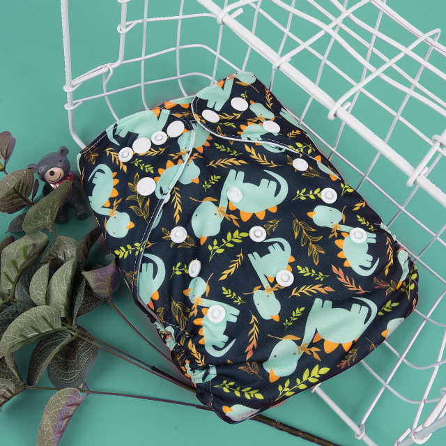 ALVABABY Printed Cloth Diaper - One Size Adjustable Washable & Reusable Diaper with Pocket for Babies (H228A Cute Dinosaur)