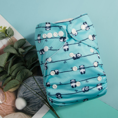 ALVABABY Printed Cloth Diaper - One Size Adjustable Washable & Reusable Diaper with Pocket for Babies (H240A Panda)