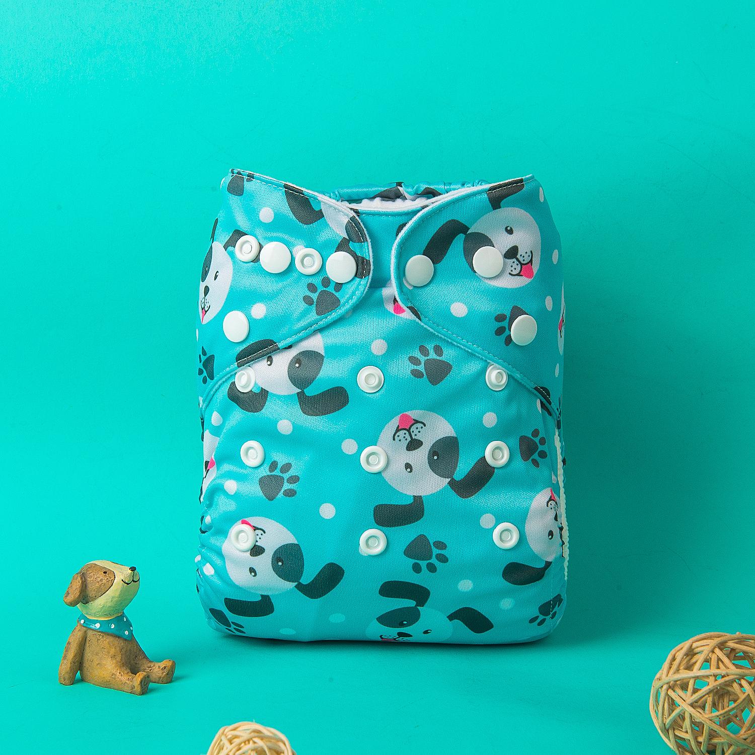 ALVABABY Print Cloth Diaper - One Size Adjustable Washable & Reusable Diaper for Babies and Toddlers (Dogs, H266A)