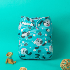 ALVABABY Printed Cloth Diaper - One Size Adjustable Washable & Reusable Diaper with Pocket for Babies (H266A Dogs)