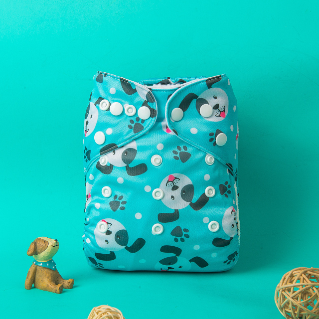 ALVABABY Printed Cloth Diaper - One Size Adjustable Washable & Reusable Diaper with Pocket for Babies (H266A Dogs)