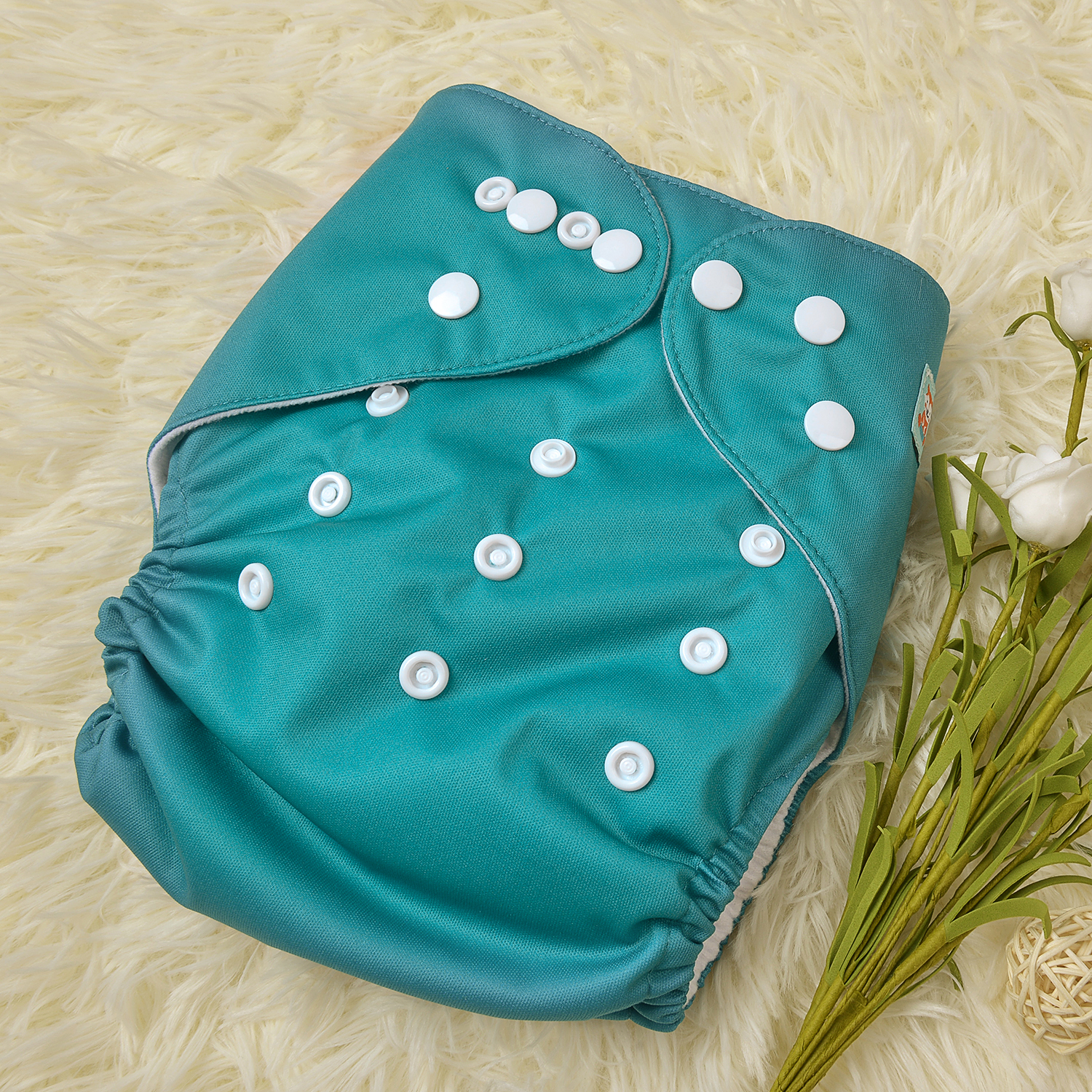 ALVABABY Solid Cloth Diaper - One Size Adjustable Washable & Reusable Diaper with Pocket for Babies (Marrs Green, B37A)