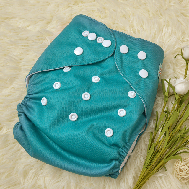 ALVABABY Solid Cloth Diaper - One Size Adjustable Washable & Reusable Diaper with Pocket for Babies (B37A Marrs Green)