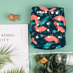 ALVABABY Printed Cloth Diaper - One Size Adjustable Washable & Reusable Diaper with Pocket for Babies  (H194A Dinosaur)