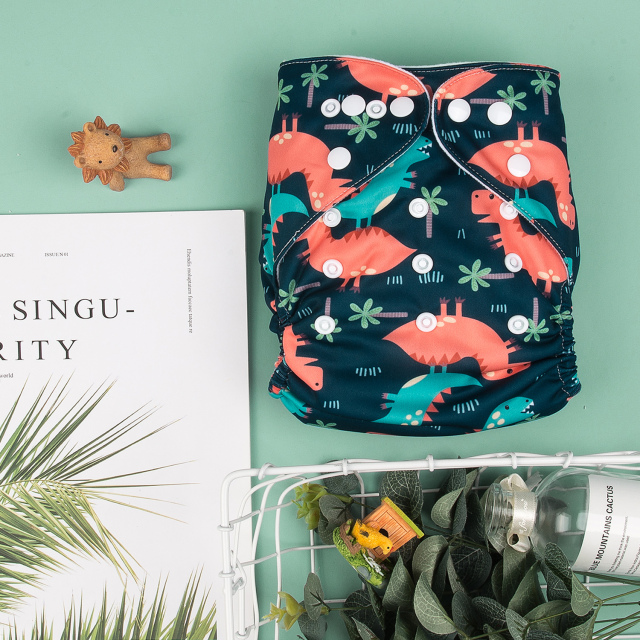 ALVABABY Printed Cloth Diaper - One Size Adjustable Washable & Reusable Diaper with Pocket for Babies  (H194A Dinosaur)