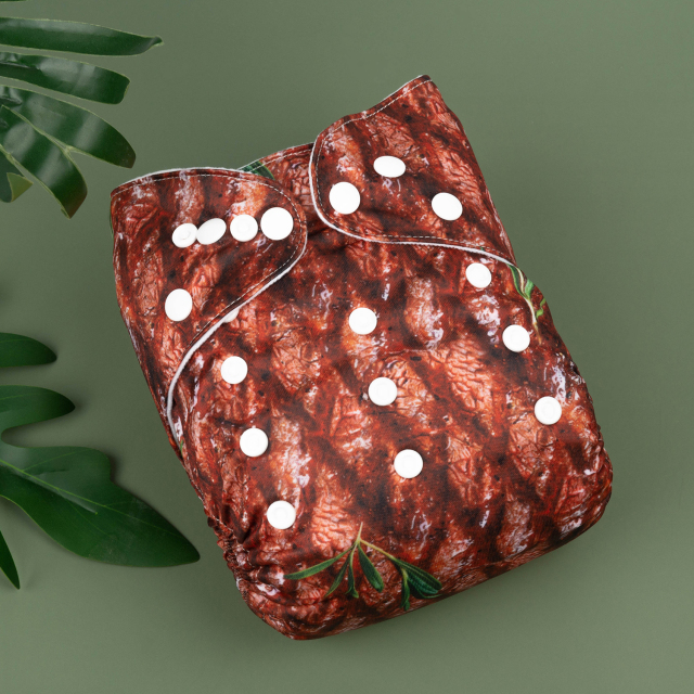 ALVABABY Printed Cloth Diaper - One Size Adjustable Washable & Reusable Diaper with Pocket for Babies (H373A -Steak)