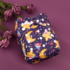 ALVABABY Printed Cloth Diaper - One Size Adjustable Washable & Reusable Diaper with Pocket for Babies -Stars(H375A)