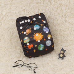 ALVABABY Positioning Cloth Diaper - One Size Adjustable Washable & Reusable Diaper for Babies and Toddlers (YDP95A Planet)