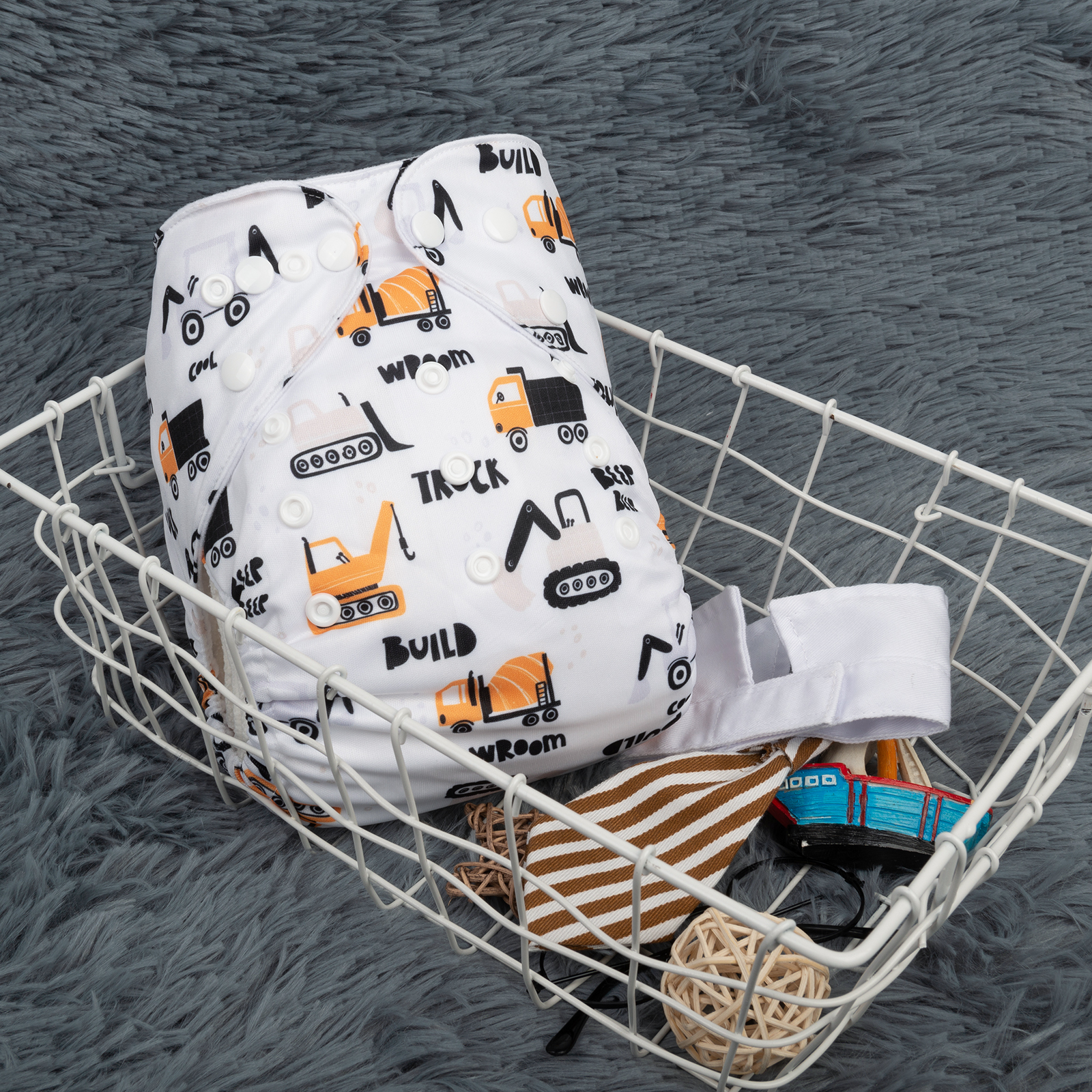 ALVABABY Positioning Cloth Diaper - One Size Adjustable Washable & Reusable Diaper for Babies and Toddlers  (Truck, YDP59A)