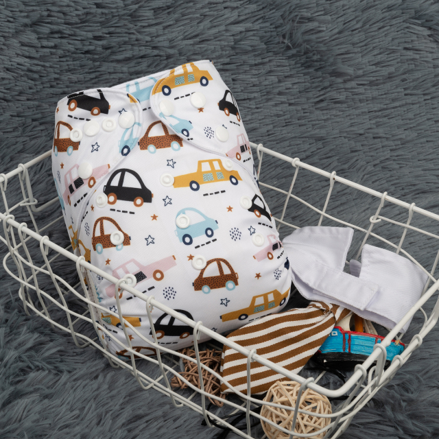 ALVABABY Positioning Cloth Diaper - One Size Adjustable Washable & Reusable Diaper for Babies and Toddlers (YDP57A Car)