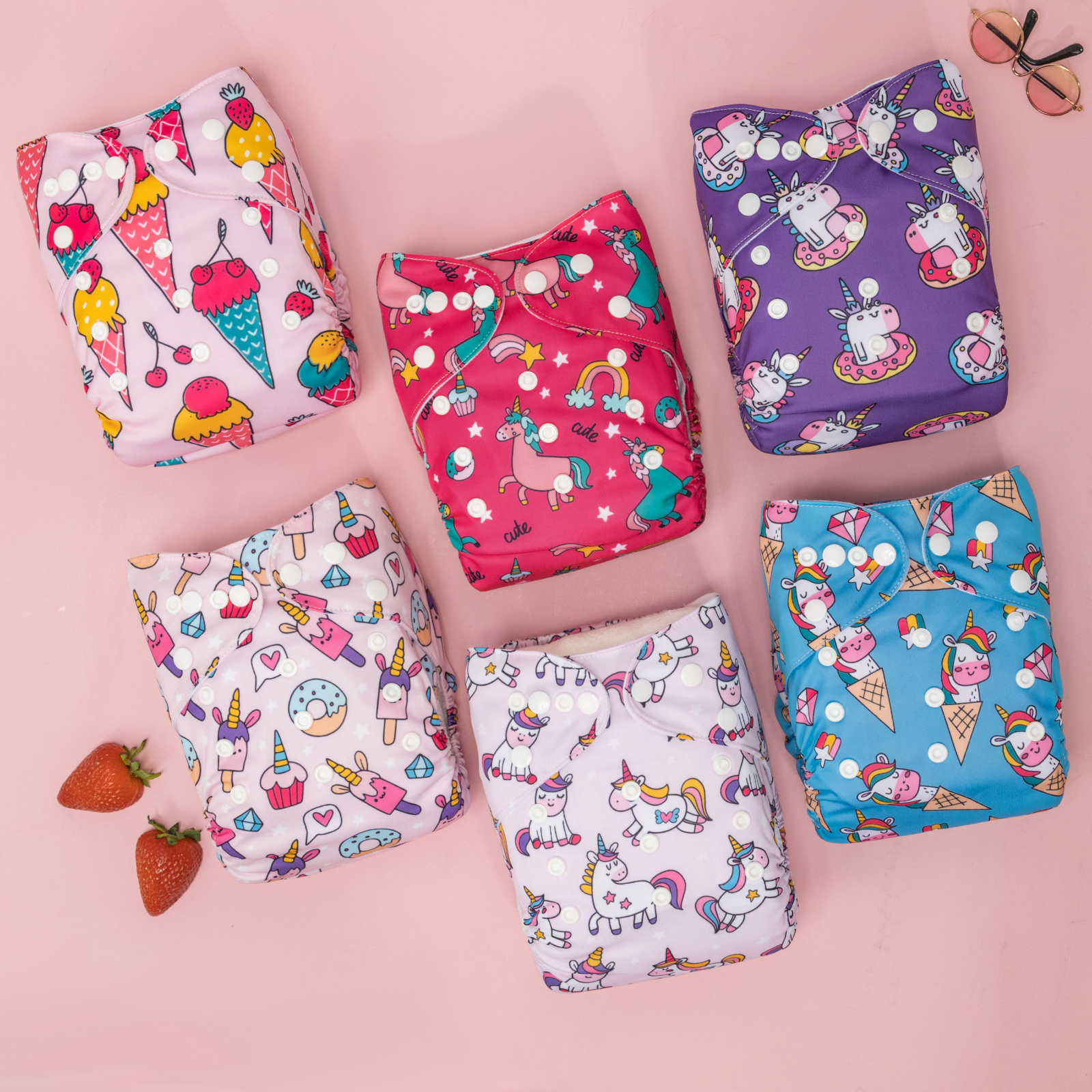 ALVABABY 6PCS One Size Diapers with 6 Microfiber inserts-6WZ44