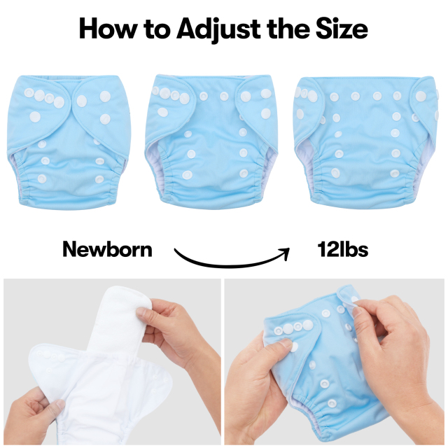 ALVABABY Newborn Cloth Diaper - Adjustable,Washable,Reusable Cloth Diaper with Pocket for Baby under 12lbs (SB03A Blue)