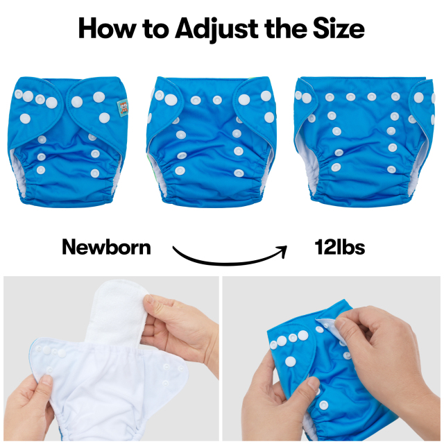 ALVABABY Newborn Cloth Diaper - Adjustable,Washable,Reusable Cloth Diaper with Pocket for Baby under 12lbs Blue(SB06A)