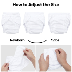 ALVABABY Newborn Cloth Diaper - Adjustable,Washable,Reusable Cloth Diaper with Pocket for Baby under 12lbs (SB09A White )