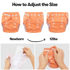 ALVABABY Newborn Cloth Diaper - Adjustable,Washable,Reusable Cloth Diaper with Pocket for Baby under 12lbs (SB17A Orange)