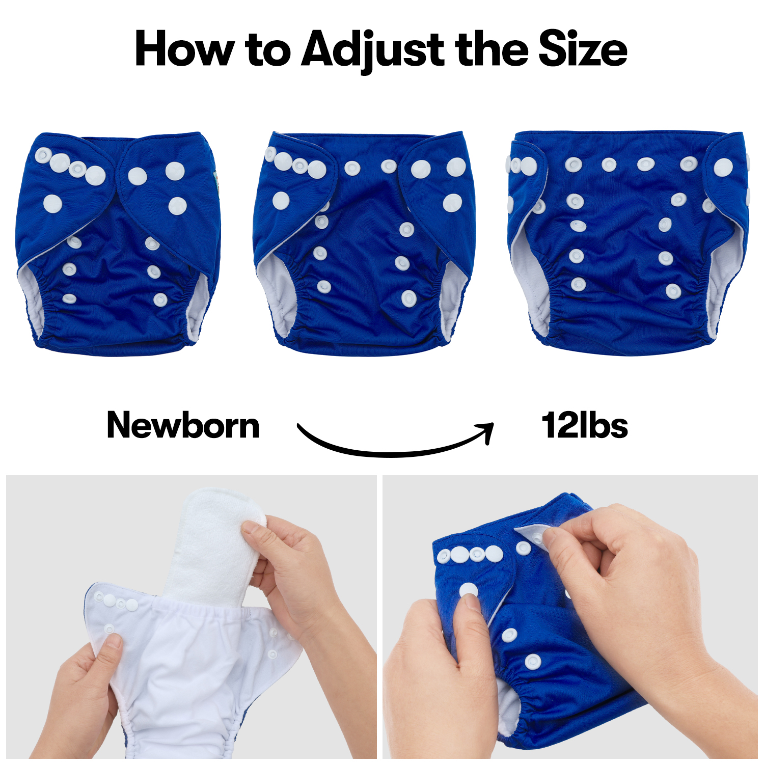 ALVABABY Newborn Cloth Diaper - Adjustable,Washable,Reusable Cloth Diaper with Pocket for Baby under 12lbs Navy blue (SB25A)