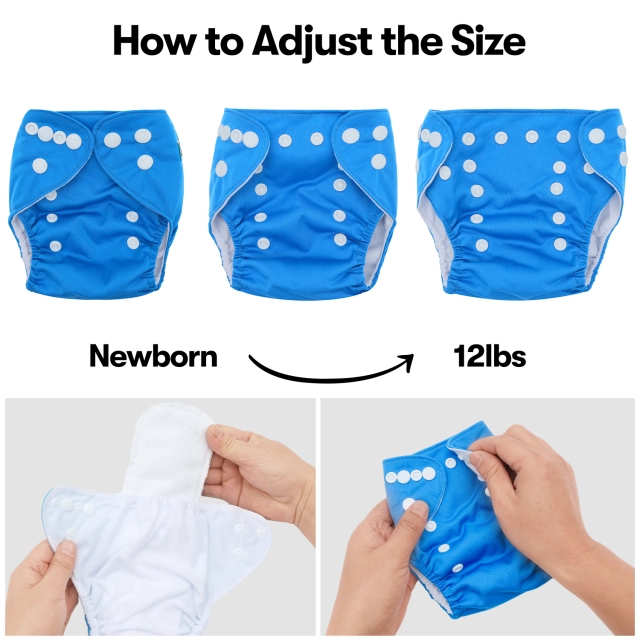 ALVABABY Newborn Cloth Diaper - Adjustable,Washable,Reusable Cloth Diaper with Pocket for Baby under 12lbs (SB32A Blue)