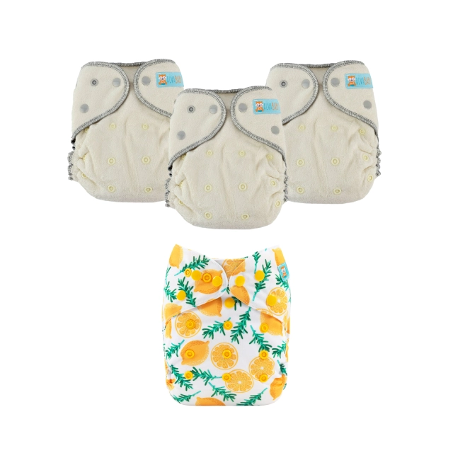 ALVABABY 2.0 Bamboo Fitted Diaper AWJ Lining with Pocket Ideal Baby Reusable Cloth Diapers with Diaper Cover