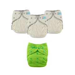 ALVABABY 2.0 Bamboo Fitted Diaper AWJ Lining with Pocket Ideal Baby Reusable Cloth Diapers with Diaper Cover