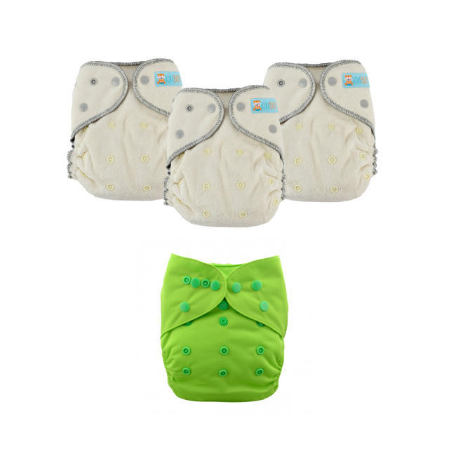 ALVABABY 2.0 Bamboo Fitted Diaper AWJ Lining with Pocket Ideal Baby Reusable Cloth Diapers with Diaper Cover