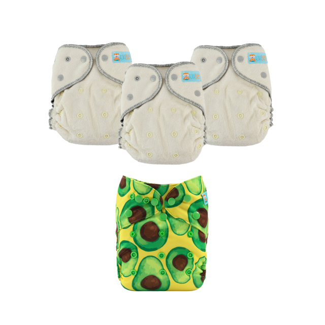 ALVABABY 2.0 Bamboo Fitted Diaper AWJ Lining with Pocket Ideal Baby Reusable Cloth Diapers with Diaper Cover