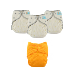 ALVABABY 2.0 Bamboo Fitted Diaper AWJ Lining with Pocket Ideal Baby Reusable Cloth Diapers with Diaper Cover