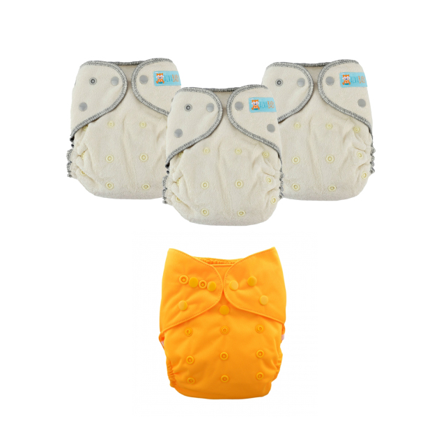 ALVABABY 2.0 Bamboo Fitted Diaper AWJ Lining with Pocket Ideal Baby Reusable Cloth Diapers with Diaper Cover