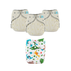 ALVABABY 2.0 Bamboo Fitted Diaper AWJ Lining with Pocket Ideal Baby Reusable Cloth Diapers with Diaper Cover