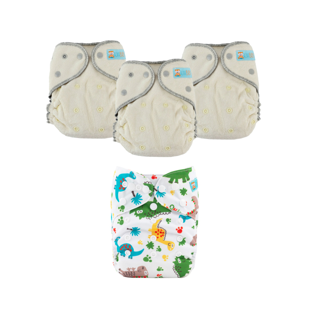 ALVABABY 2.0 Bamboo Fitted Diaper AWJ Lining with Pocket Ideal Baby Reusable Cloth Diapers with Diaper Cover