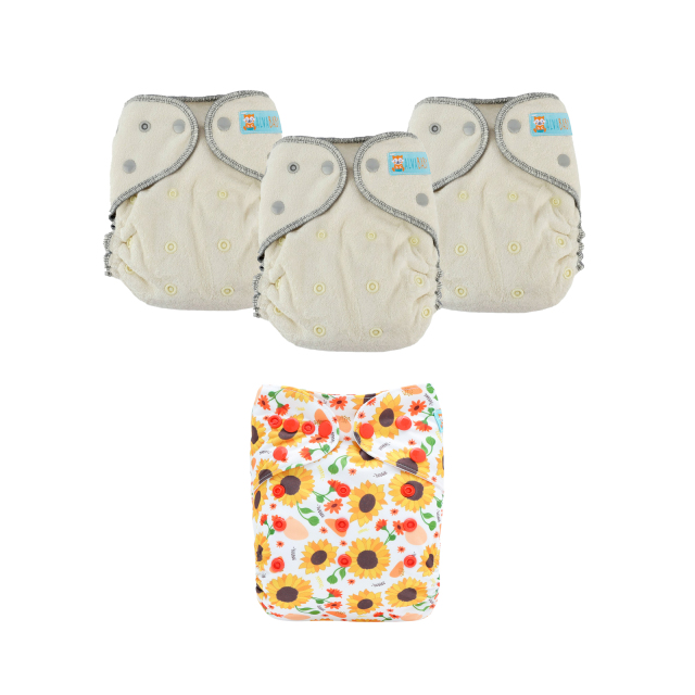 ALVABABY 2.0 Bamboo Fitted Diaper AWJ Lining with Pocket Ideal Baby Reusable Cloth Diapers with Diaper Cover