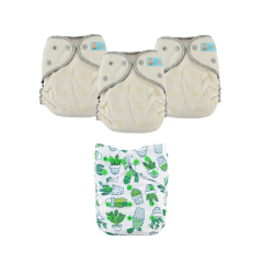 ALVABABY 2.0 Bamboo Fitted Diaper AWJ Lining with Pocket Ideal Baby Reusable Cloth Diapers with Diaper Cover
