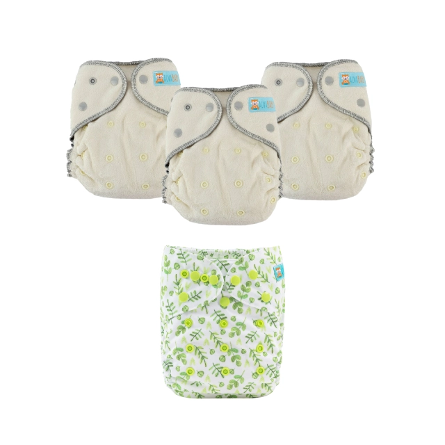 ALVABABY 2.0 Bamboo Fitted Diaper AWJ Lining with Pocket Ideal Baby Reusable Cloth Diapers with Diaper Cover