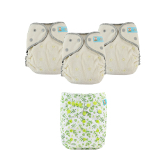 ALVABABY 2.0 Bamboo Fitted Diaper AWJ Lining with Pocket Ideal Baby Reusable Cloth Diapers with Diaper Cover