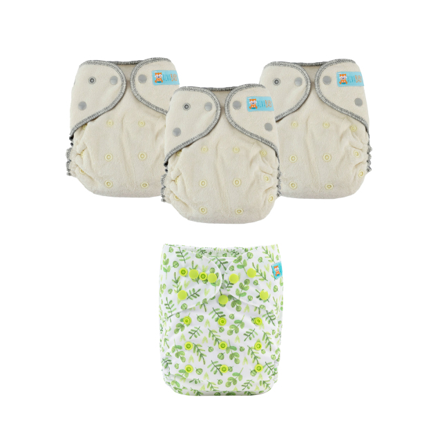 ALVABABY 2.0 Bamboo Fitted Diaper AWJ Lining with Pocket Ideal Baby Reusable Cloth Diapers with Diaper Cover