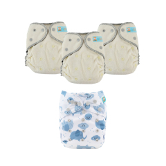 ALVABABY 2.0 Bamboo Fitted Diaper AWJ Lining with Pocket Ideal Baby Reusable Cloth Diapers with Diaper Cover