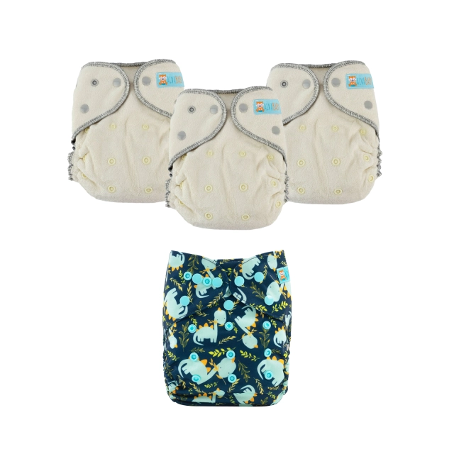ALVABABY 2.0 Bamboo Fitted Diaper AWJ Lining with Pocket Ideal Baby Reusable Cloth Diapers with Diaper Cover