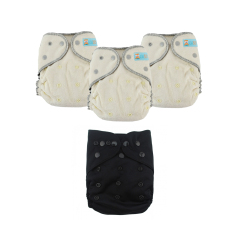 ALVABABY 2.0 Bamboo Fitted Diaper AWJ Lining with Pocket Ideal Baby Reusable Cloth Diapers with Diaper Cover