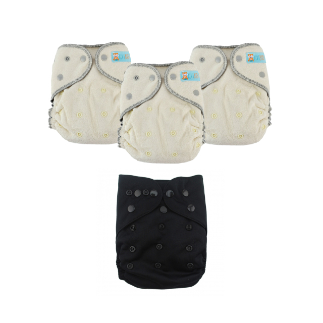 ALVABABY 2.0 Bamboo Fitted Diaper AWJ Lining with Pocket Ideal Baby Reusable Cloth Diapers with Diaper Cover
