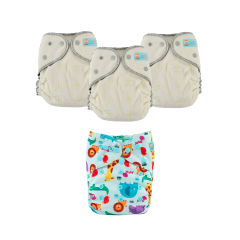 ALVABABY 2.0 Bamboo Fitted Diaper AWJ Lining with Pocket Ideal Baby Reusable Cloth Diapers with Diaper Cover