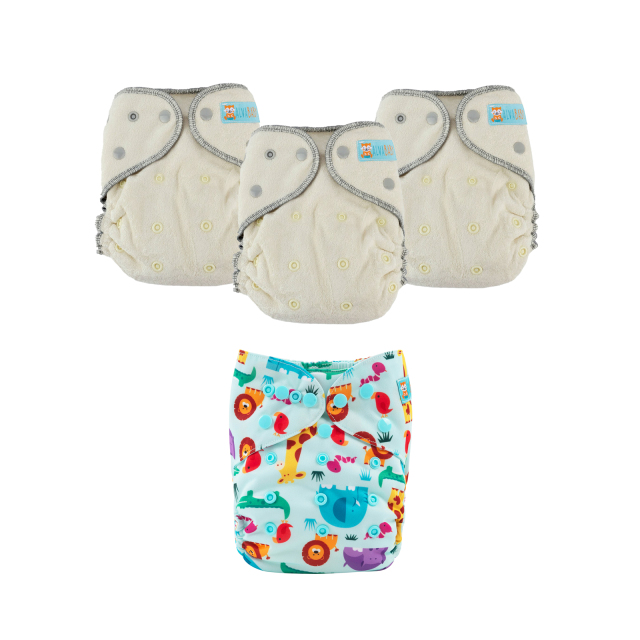 ALVABABY 2.0 Bamboo Fitted Diaper AWJ Lining with Pocket Ideal Baby Reusable Cloth Diapers with Diaper Cover